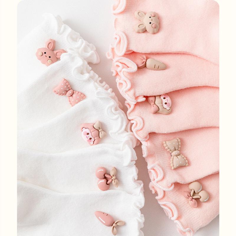 Koreanische Rosa Weiß Prinzessin Rüschen Socken Kawaii Cartoon Mittleren Rohr Lose Socken Neugeborenen Kleinkind Baby Socken 1-3 jahre Alt