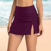 Women High Waist Swimming Skort Ruched Side Slit Bikini Bottom Quick-Dry Breathable Sports Yoga Swimming Skirt