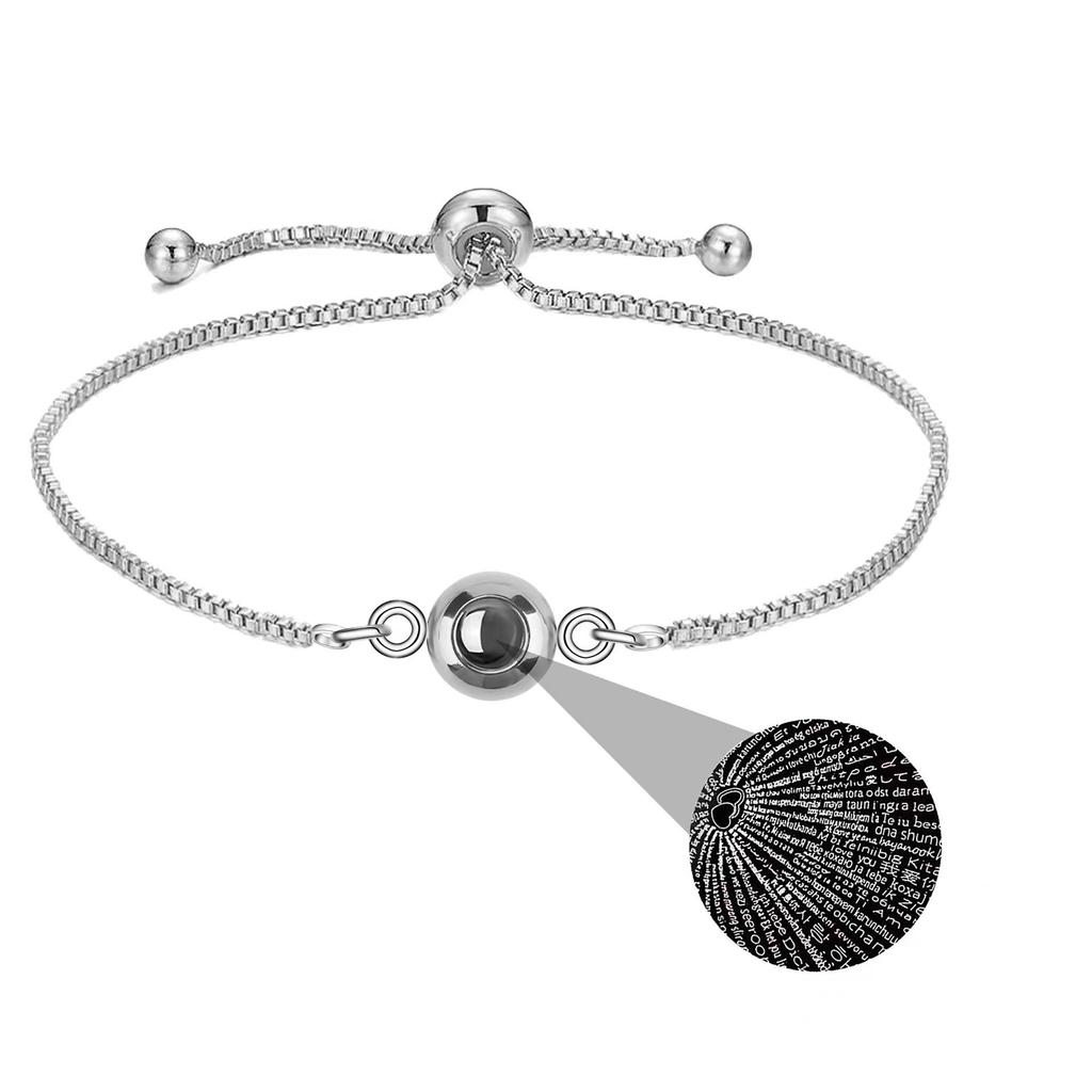 Projection Bracelet: Customizable Titanium Steel Love Memory with 100 Languages and Photo