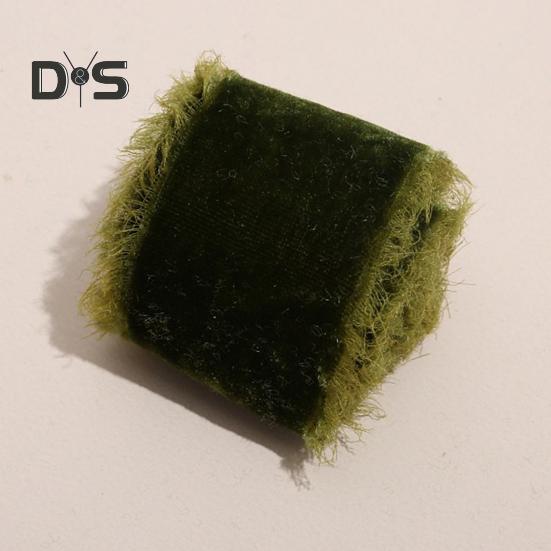 1 rulle sammetsband sliten kant enfärgad band i rustik stil fransar Boho presentförpackningsband för bukett julgran