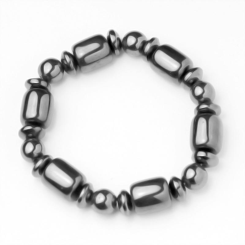 Men s Hematite Beaded Bracelet with Black Gallstone Beads, Elastic Design, Cross-Border Jewelry.