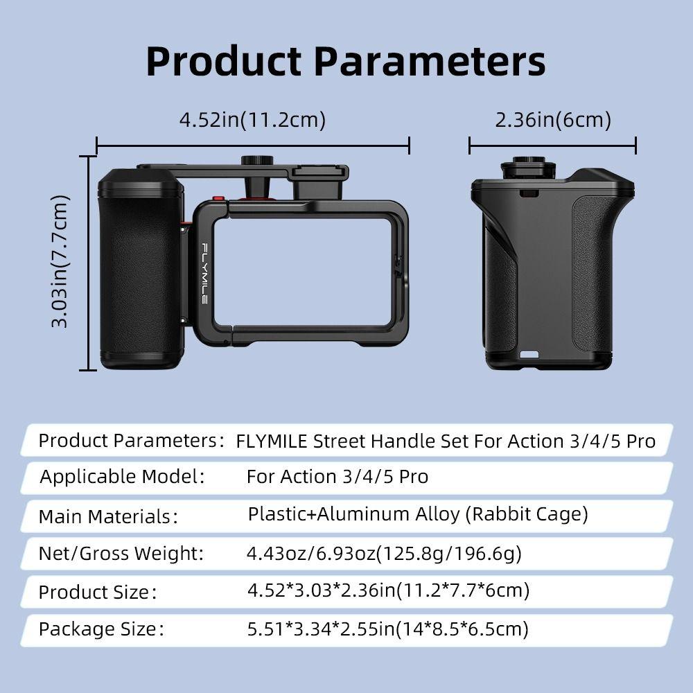 Schnellverschluss Xplorer Griff-Kit Griff Kunststoffgriff Metallrahmen Street Grip Halterahmen für DJI Osmo Action 5 Pro/4/3