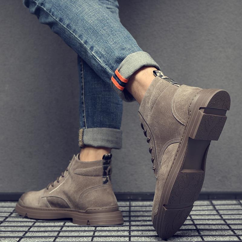 2024 Winter New Male Korean Version All-matchd Fashion High-top Tooling Trendy Shoes British Men's Boots Retro Short Boots
