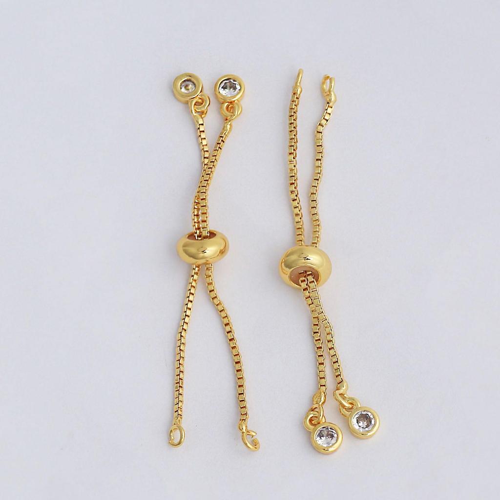 Adjustable 18K Gold Zircon Bracelet Extension Chain – Color-Preserving DIY Jewelry Accessory