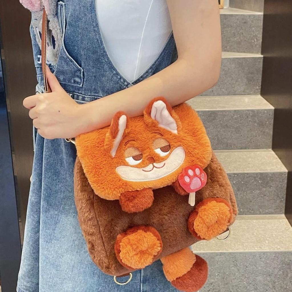 Cute Zootopia cartoon Judy Nick large capacity backpack crossbody bag fluffy flap shoulder bag 0154 CLE