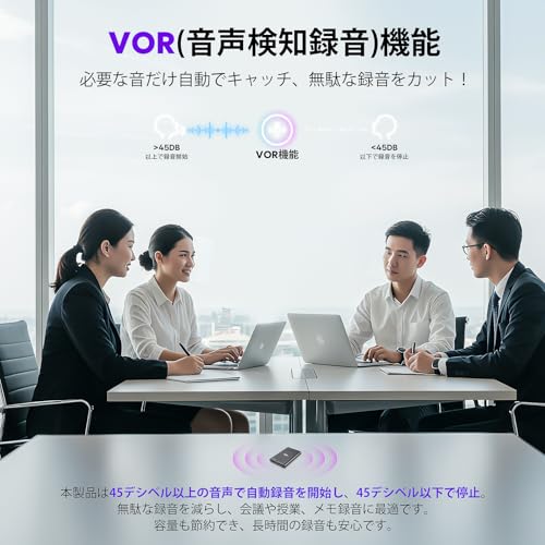 64GB High-Capacity Voice Recorder, Ultra-Compact, 48-Hour Continuous Recording, VOR Voice Activated Recording, OTG Smartphone Connection, Noise Cancel