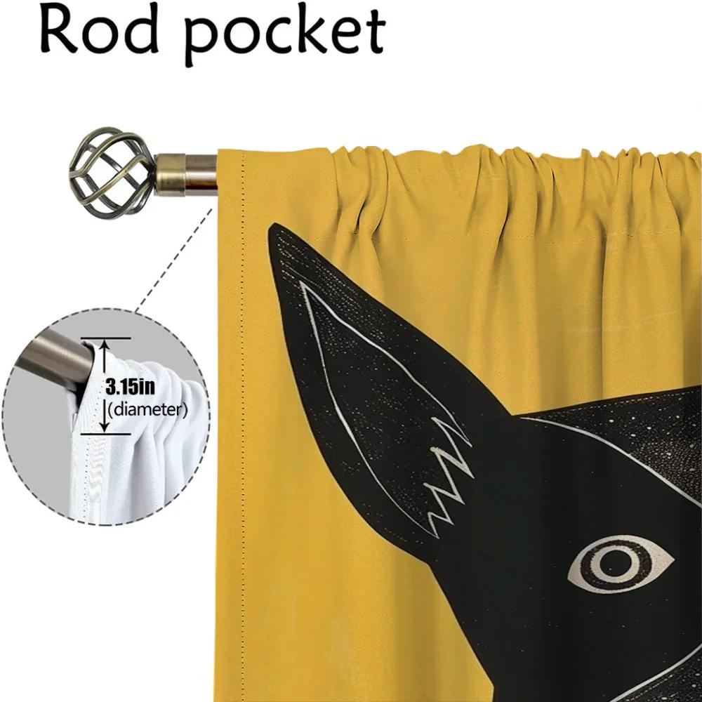 Portrait of a Dog Modern Living Room Curtains for Camera Partition Tulle for Bedroom Halloween Decoration Home Interior Curtains