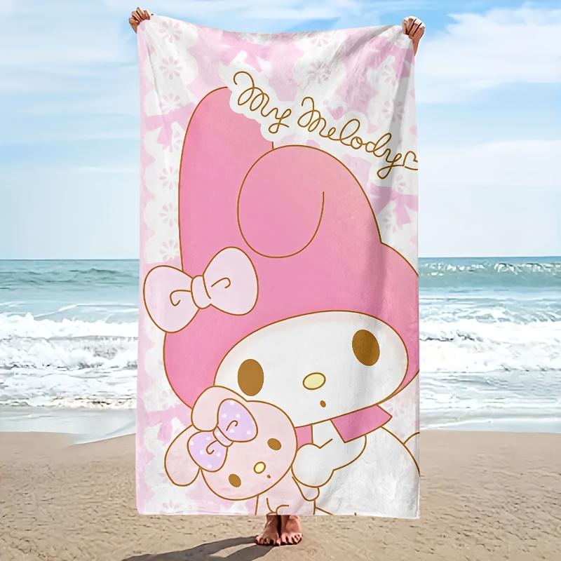 1pc My Melody Beach Towel Single Sided 2D Print Quick Dry Microfiber Towel for Beach Pool Bath Cute Kawaii Aesthetic Vibe W40*H60(CM)