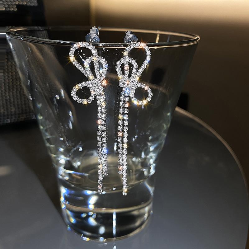 Luxury Rhinestone Women's Earrings For women Bowknot Zircon Earrings New Shiny Wedding Statement Party Jewelry Gifts