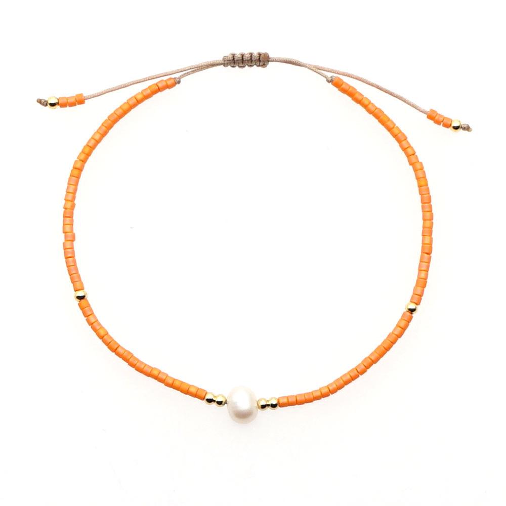 Trendy Deep Blue & Gold Rice Bead Pearl Hand Bracelet: Niche Design Women's Fashion Accessory