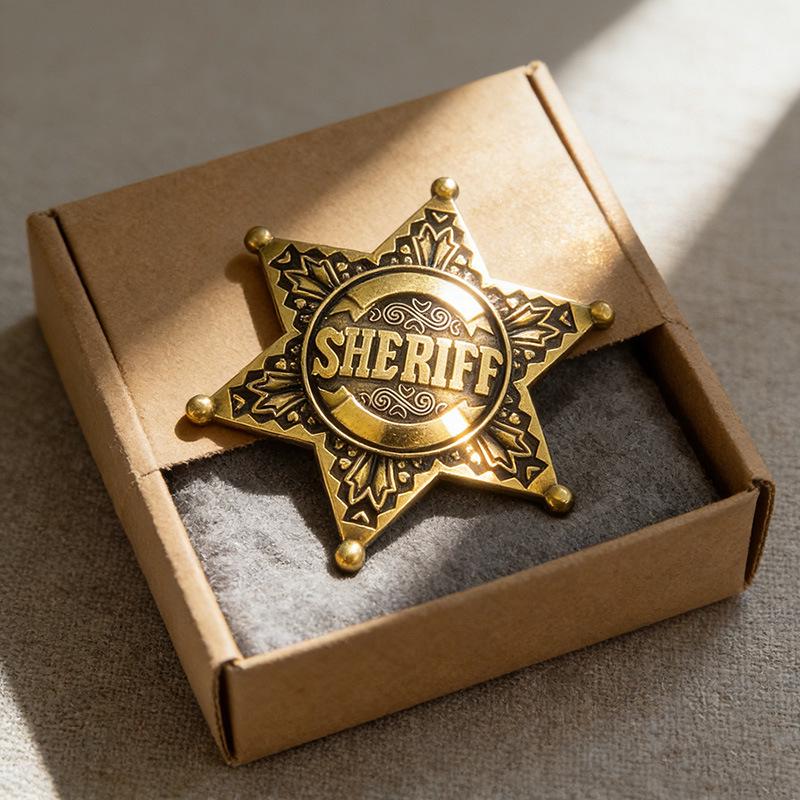 Vintage Zeshoekige Metalen Sheriff Badge Broche