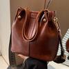 This Year's Popular Bag Bucket Bag Women's 2025 New Niche High-end Shoulder Bag Retro Wide Shoulder Strap Messenger Bag