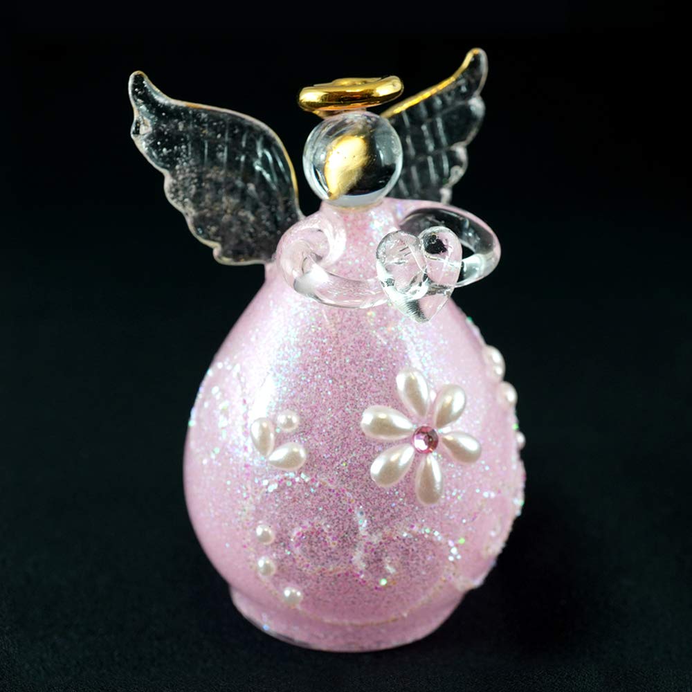 Fourcart Cute Handmade Glass Champagne Angel Bells, Pink, Set of 6