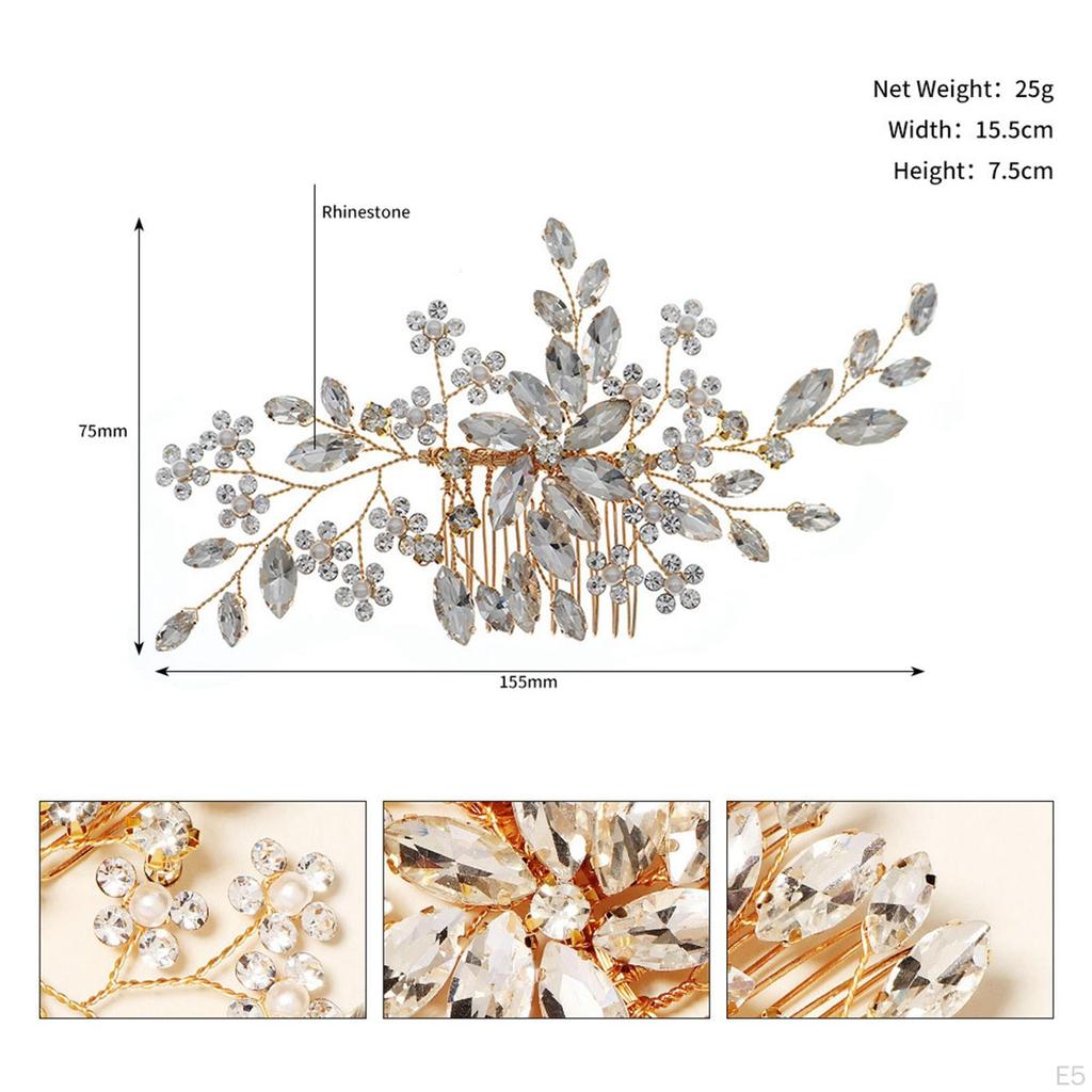 Crystal Rhinestone Bridal Hair Comb Handmade Sparkly Decorative Bridesmaids Girls Women Clip,