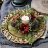 Romantic Candle Wreath Artificial Flower Candlestick Wreath Candle Rings  Christmas Decor