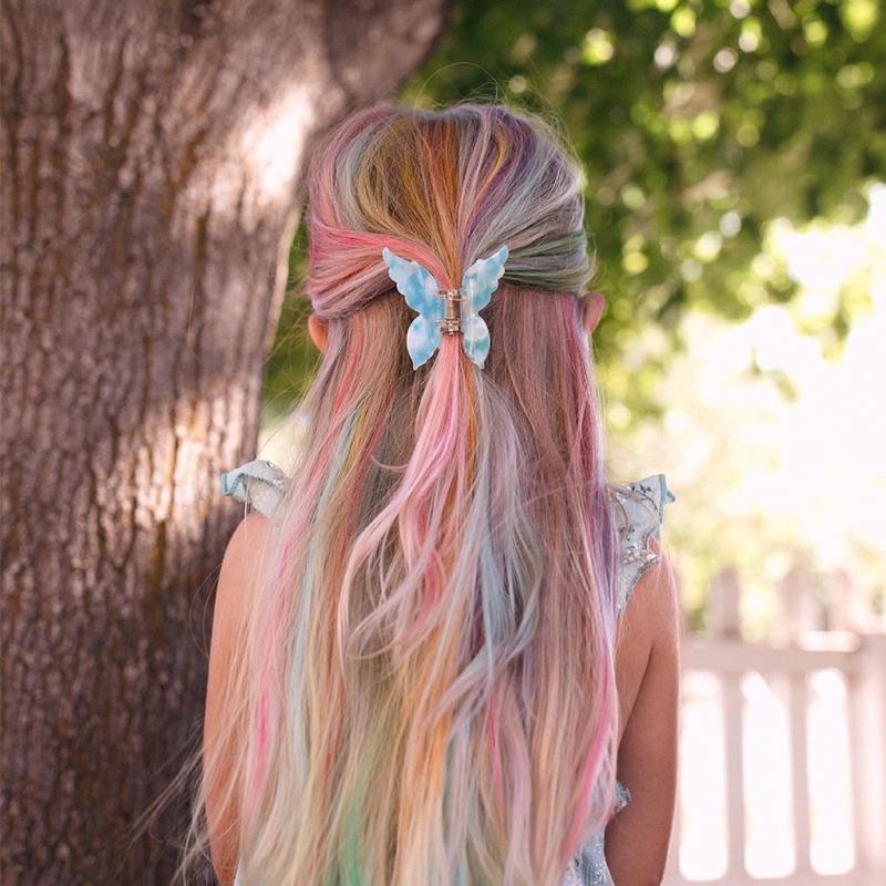 Sweet Butterfly Hairpin Summer Fairy Clip Gradient Tie-Dye Acetate Headwear Women Girls Styling Tools Barrettes Hair Accessories