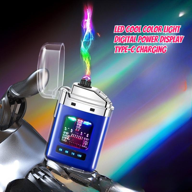 2025 New Creative Transparent Shell Electronic Pulse Lighter Portable Double Arc Windproof Men's Electric Cigarette Gift
