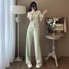Xiaoxiangfeng Sports Suit Women's Summer Fashion Hooded Short-sleeved Top Wide-leg Pants Two-piece Set