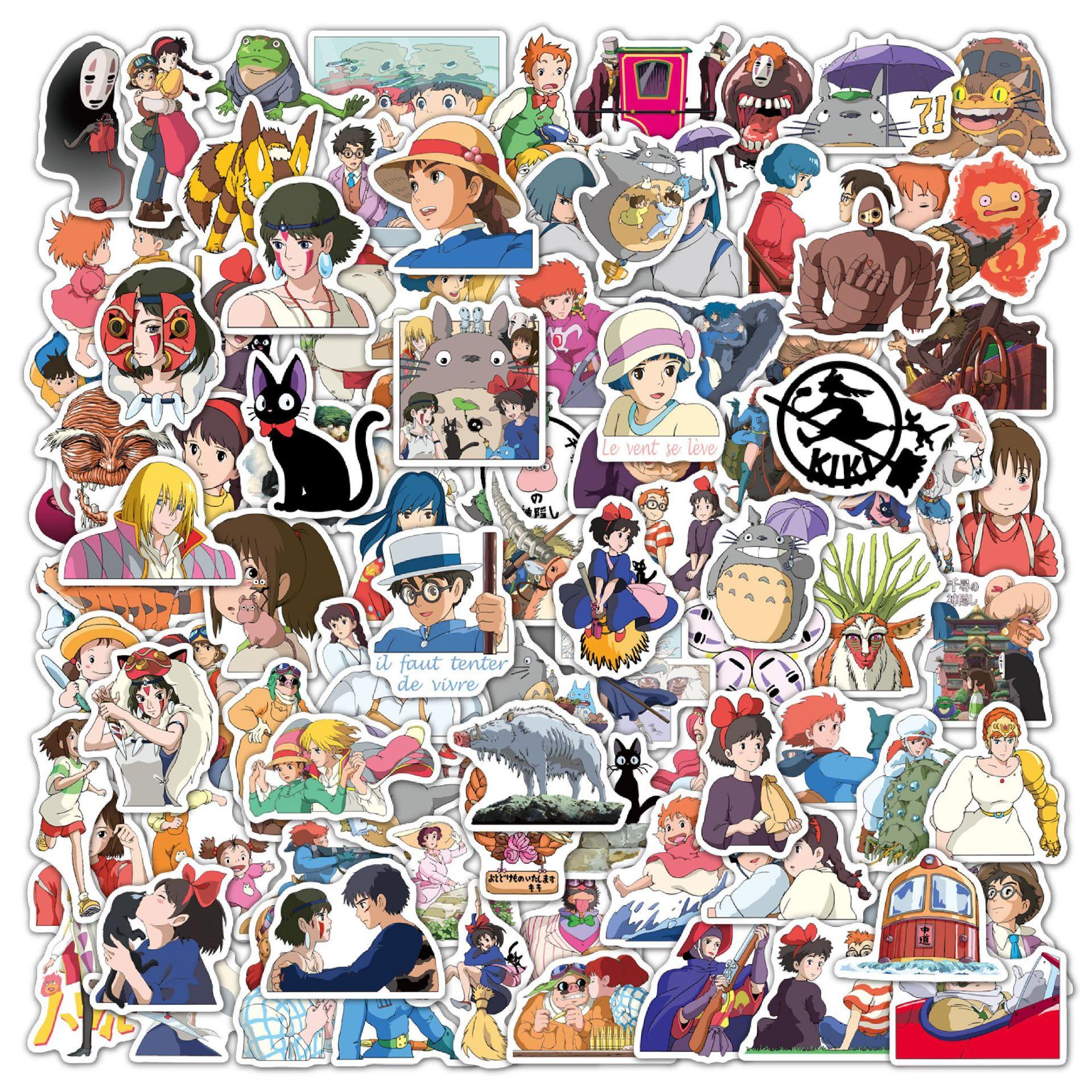 100 Stuks Hayao Miyazaki Anime Stickers voor Laptop Skateboard Bagage Telefoon Auto Stickers Graffiti Waterdichte Sticker Kinderspeelgoed