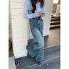 Heavy Industry three-dimensional washed retro wide-leg velvet jeans for women, high-waisted loose and lazy floor pants