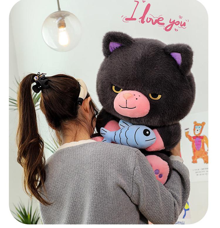 Internet Celebrity Black Cat Plush Doll - Funny Devil Kitty Children's Toy