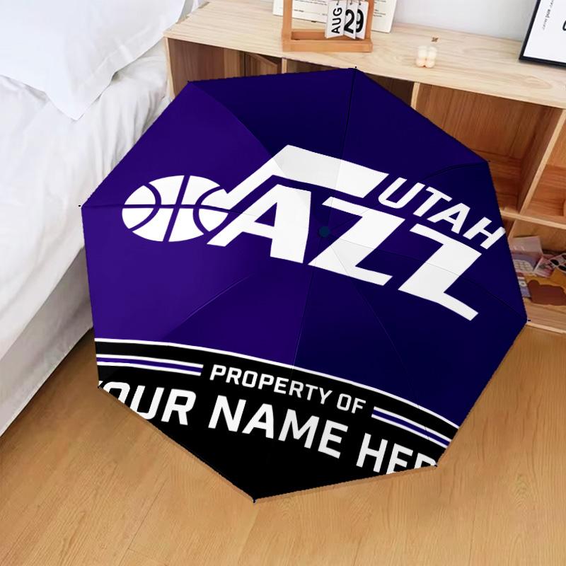Jazz Basketball Team Umbrella Folding umbrella, automatic umbrella 8-Frame for Travel, camping Use Gift for Halloween Christmas