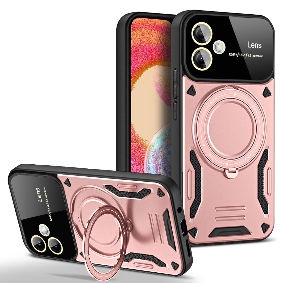 

Противоударный чехол-держатель Armor Ring для телефона Samsung Galaxy A04 A04E A04S Magsafe Wireless Charge Magnetic Cover Samsung A04 розового золота