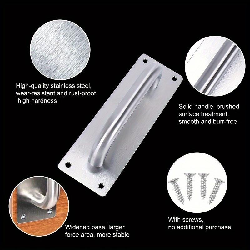 Modern Style Handle Sliding Door Pull Silver Stainless Steel Holder Barn Closet For Sliding Doors Wide Base for Enhanced Grip