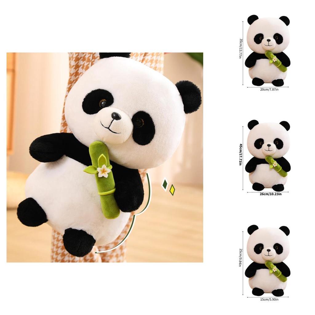 Cute Panda Plush Toy Stuffed Animal Doll Bamboo Shoot Flower Bear Gift For Girls And Kids