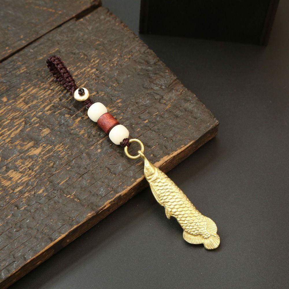 Fish Key Pendant Metal Car Key Pendant Minimalist Retro Charm Brass Fish Charms  Woman