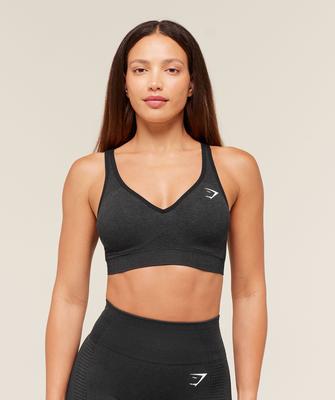 Vital Seamless 2.0 V Neck Sports Bra Black Marl B3a4k Bbf3