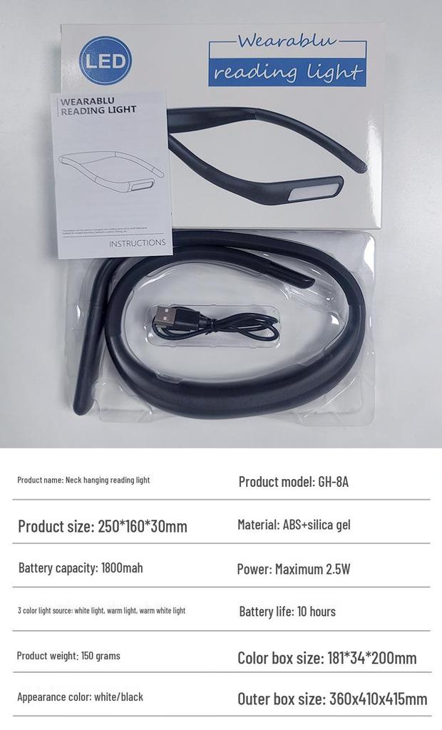 Best-Selling Neck Reading Light: Long Battery Life, LED Soft Night Light, USB Rechargeable, Ideal for Dorms and Bedside Reading
