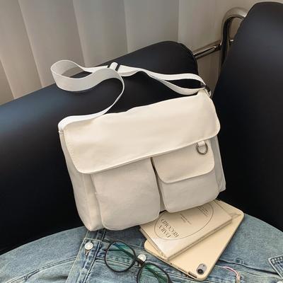 Large Capacity Student Messenger Bag Monochromatic Shoulder Bag Small Square Bag Korean Version Ins New