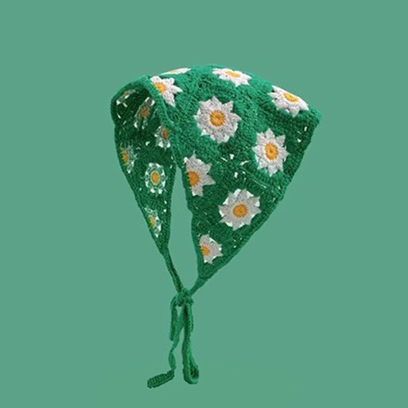 Süßes Niedliches Gestricktes Dreieck Stirnband Französischer Pastoralstil Stirnband Für Frauen Mädchen Kleine Blume Kopftuch Haaraccessoires