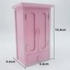 Dollhouse Bedroom Pink Mini Wooden Wardrobe Model Dollhouse Miniature Furniture Decor Diy Scene Accessories Toy