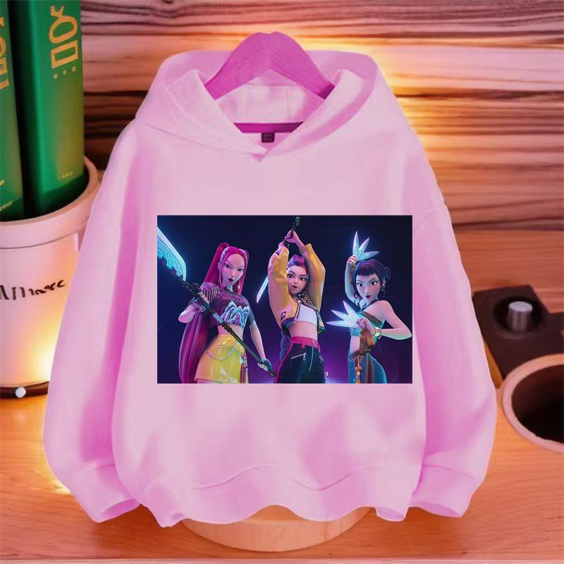 Популярные корейские толстовки с капюшоном для мальчика и девочки «Охотник на демонов», аниме, мультяшные эмодзи, одежда с принтом, детские толстовки, стили, спорт 110
