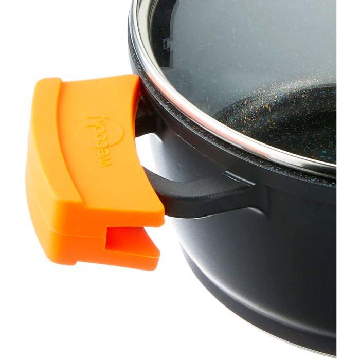 Casserole 24cm, Induction, Couvercle En Verre, Antiadhésive, Fonte d'Aluminium Wecook Ecochef Noir 53158