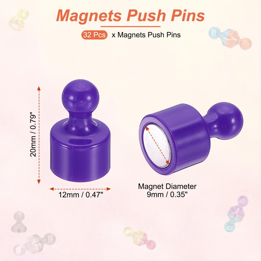 32Pcs Magnets Push Pins Strong Fridge Magnets Magnetic Whiteboard Decorative Thumbtacks for Refrigerator Locker Calendar Office