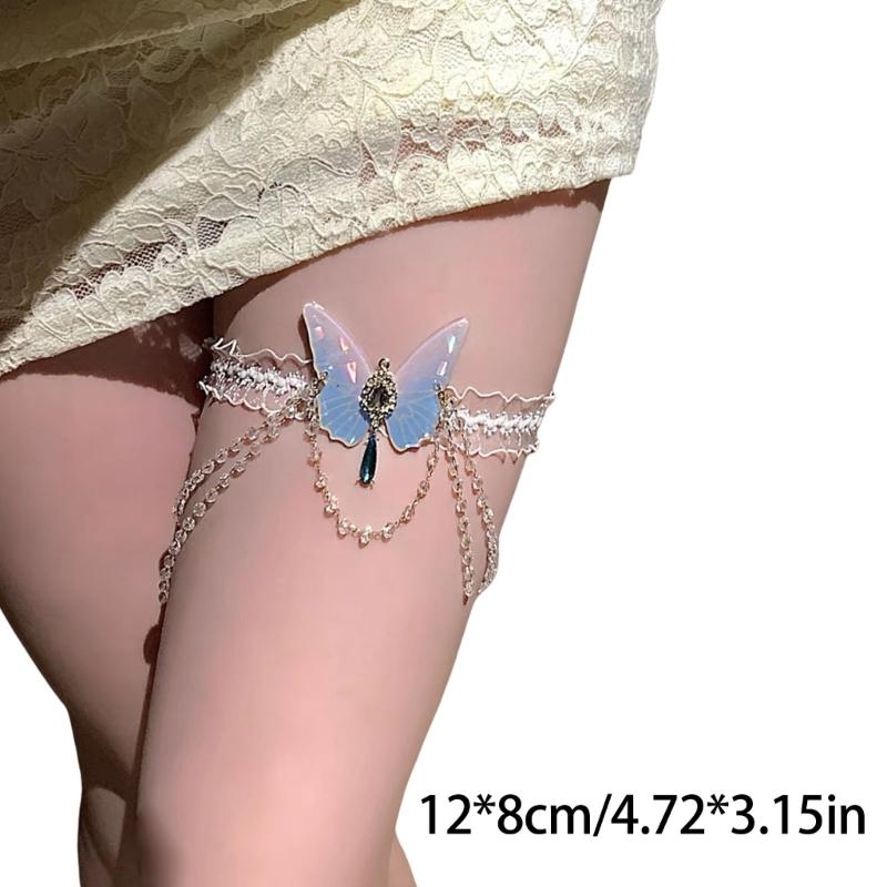 Adjustable Butterfly Lace Anklet With Flowing Tassels Two Way Leg Chain Jewelry For Casual Or Formal Occasions