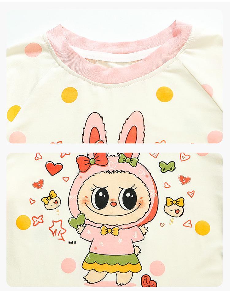 Girls' La Bu Bu Modal Pajama Set - Long Sleeve, Spring/Fall 2025, for Children & Babies, Air Conditioning Homewear.