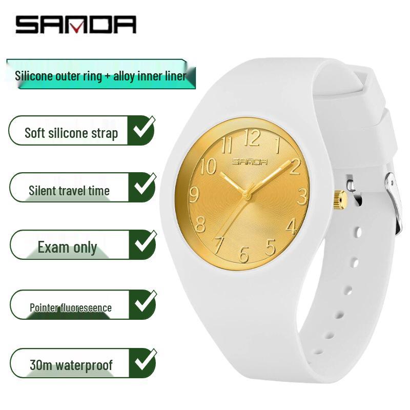SANDA Lightweight Children's Luminous Waterproof Silicone Quartz Watch - New Model, Ideal for Exams and Casual Wear.
