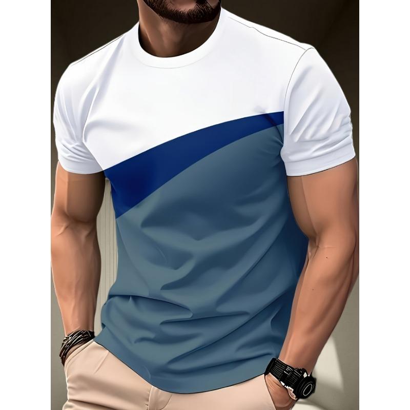 2026 New Men's Casual 3D Print Stripe T-Shirt Round Neck Short Sleeves Tee Shirt Summer Tops Oversized Streetwear Men's Clothing