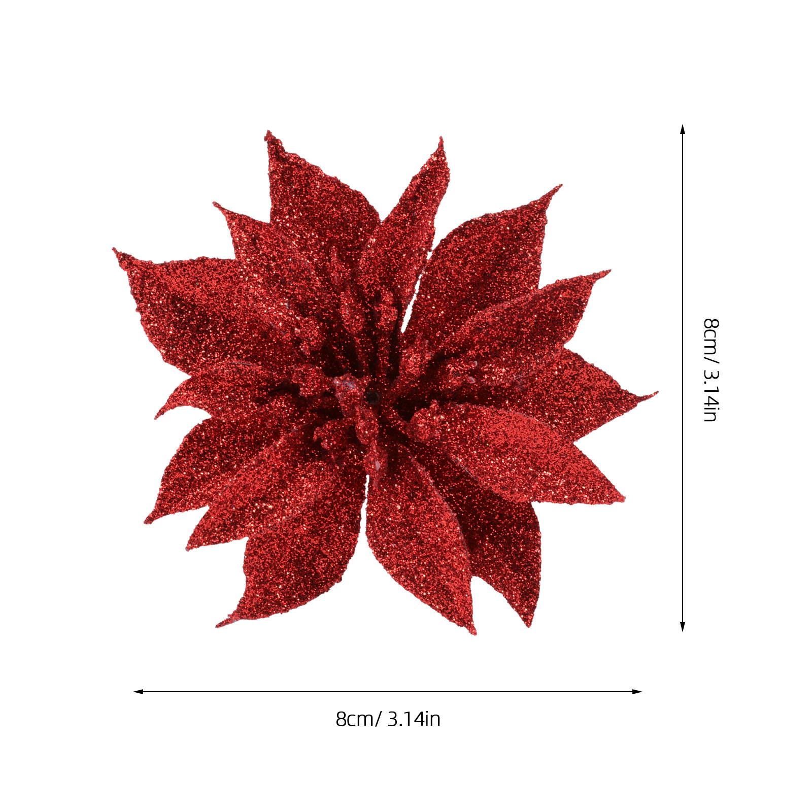 

12 шт. Блестящий Цветок из Ткани с Острым Лепестком, Подвеска на Рождественскую Елку, Украшение для Праздничного Домашнего Декора, Товары для Вечеринки, Рождественский Декор красный