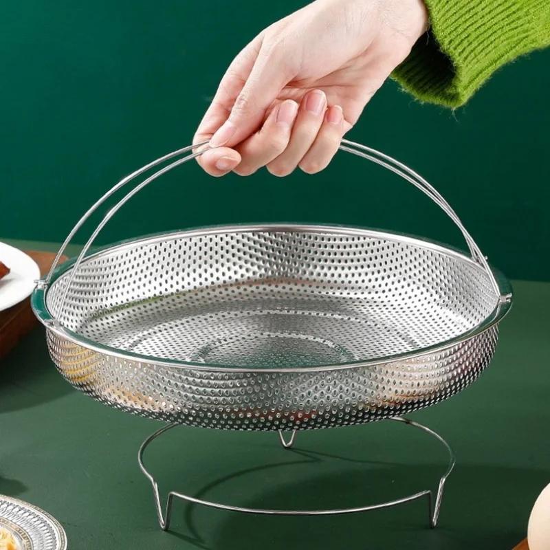Stainless Steel Food Steamer Basket Electric Cooker Steaming Rack Drain Basket Multi-function Household Kitchen Cooking Utensils