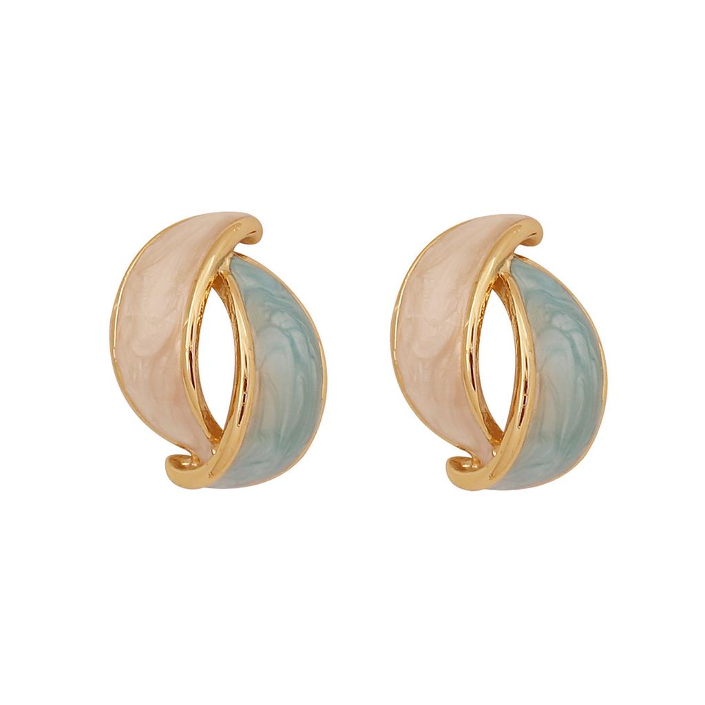 Fashionable color-block enamel earrings, elegant niche stainless steel studs, premium versatile ear jewelry