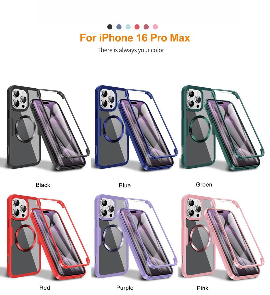 New 360 Full Protection Double Sided Clear Phone Case for iPhone 11 12 13 14 15 16 17 Pro Max Wireless Charging Magnetic Cover