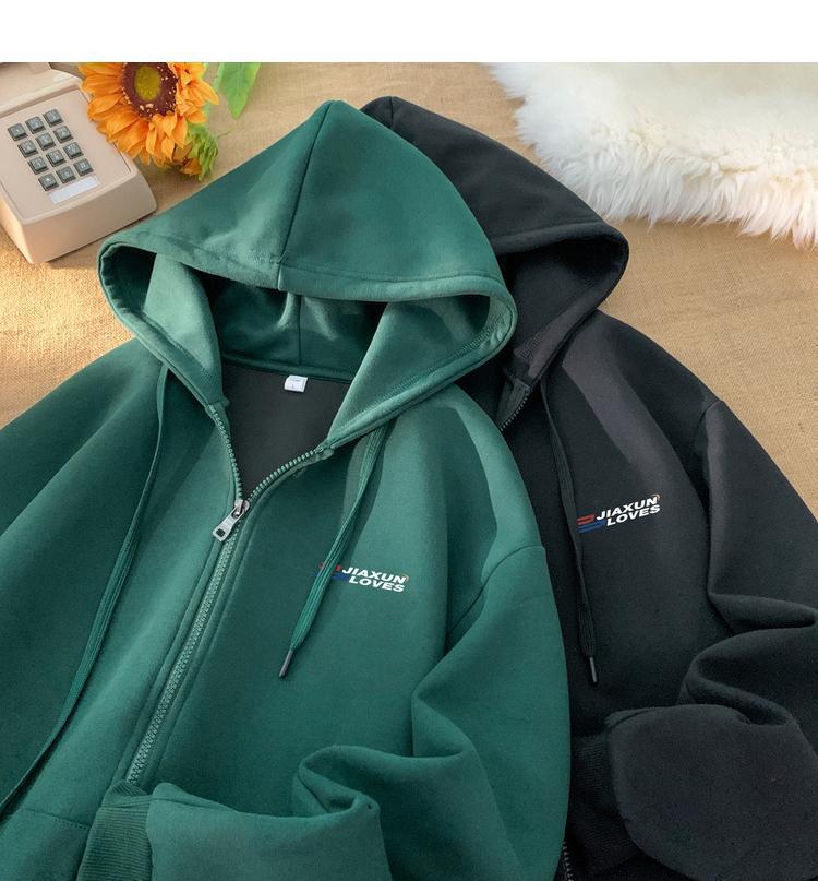 Unisex American Style Heavyweight Zip-Up Hoodie, Versatile Basic Cardigan for Spring & Autumn, 2024 Winter New Arrival.