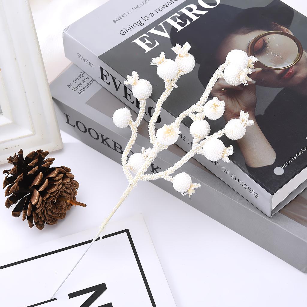 Artificial Xmas Berries Branches White Foam Multifunctional Xmas Faux Berries Branches for Decoration