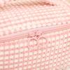 Plush Plaid Flip Makeup Bag for Women Large Capacity Cosmetic Bag Wash Bag Handeled Makeup Pouch Travel Cosmetic Organizer