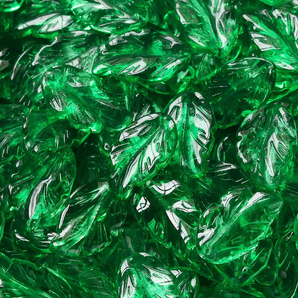 30pcs Green Glass Leaves Pendants Leaf Shaped Beads Loose Spacer Beads for Necklace Charms Bracelet Jewelry Making Accessories